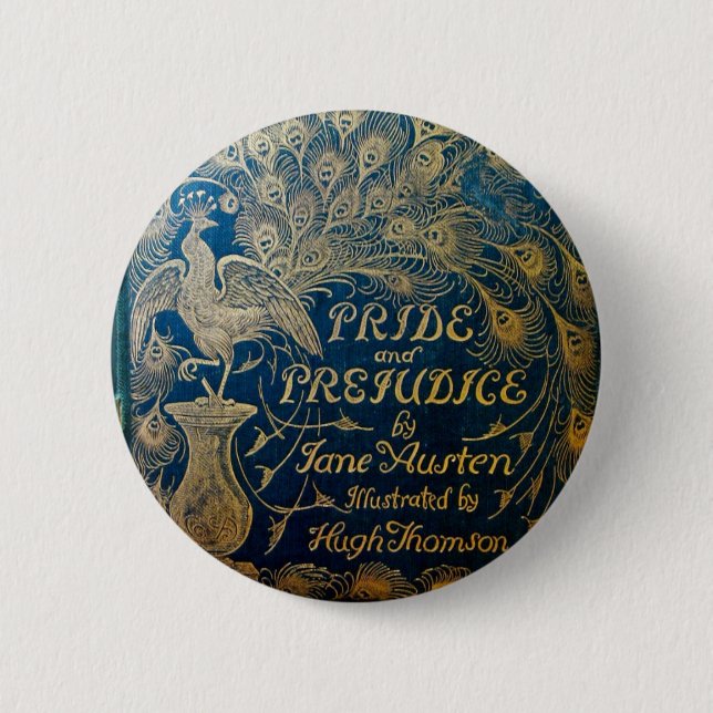 Macaron Rond 5 Cm Bouton de paon de fierté et de préjudice (Devant)