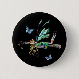 Macaron Rond 5 Cm Bouton de papillon de fée, broche de Molly Harriso