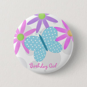 Macaron Rond 5 Cm Bouton de papillon de fille d'anniversaire