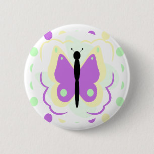 Macaron Rond 5 Cm Bouton De Papillon Jaune Et Violet
