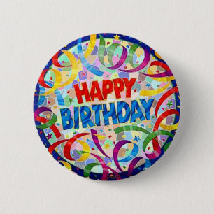 Macaron Rond 5 Cm Bouton de partie de joyeux anniversaire