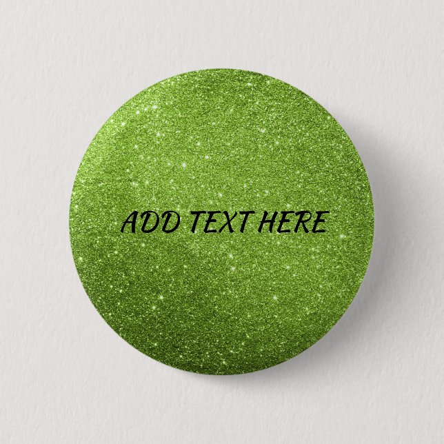 Macaron Rond 5 Cm Bouton de Parties scintillant verte personnalisée (Devant)