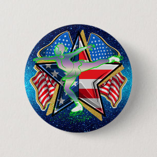 Macaron Rond 5 Cm Bouton de patinage artistique USA