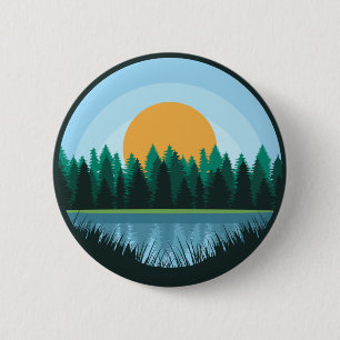 Macaron Rond 5 Cm Bouton de paysage de lac
