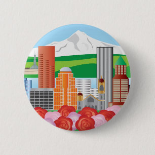 Macaron Rond 5 Cm Bouton de paysage urbain de Portland Orégon
