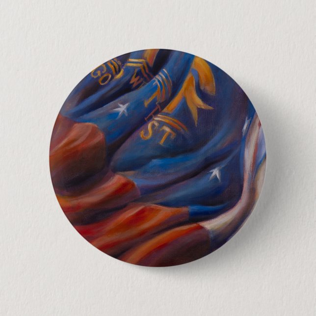 Macaron Rond 5 Cm Bouton de peinture du drapeau de l'État de Géorgie (Devant)