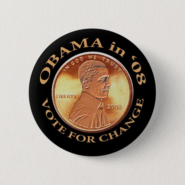 Macaron Rond 5 Cm Bouton de penny d'Obama (Devant)