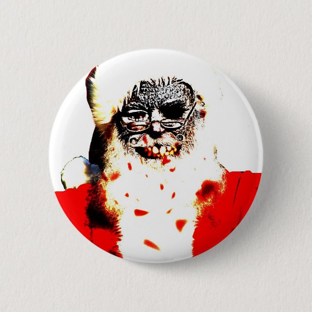 Macaron Rond 5 Cm Bouton de Père Noël de zombi (Devant)