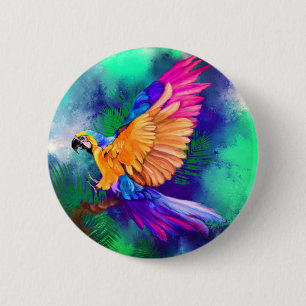 Macaron Rond 5 Cm Bouton de perroquet coloré Peinture