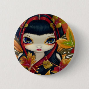 Macaron Rond 5 Cm Bouton de "peu de feuille d'automne"