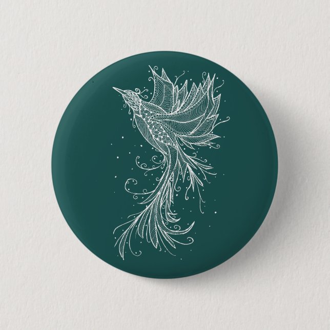 Macaron Rond 5 Cm Bouton de Phoenix de turquoise (Devant)