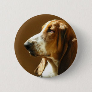 Macaron Rond 5 Cm Bouton de photo de Basset Hound