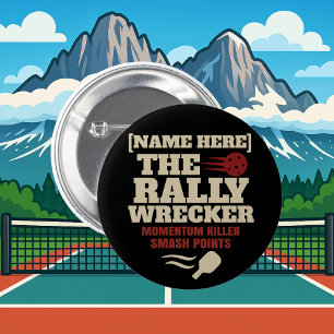 Macaron Rond 5 Cm Bouton de pickleball nom personnalisé THE RALLY WR