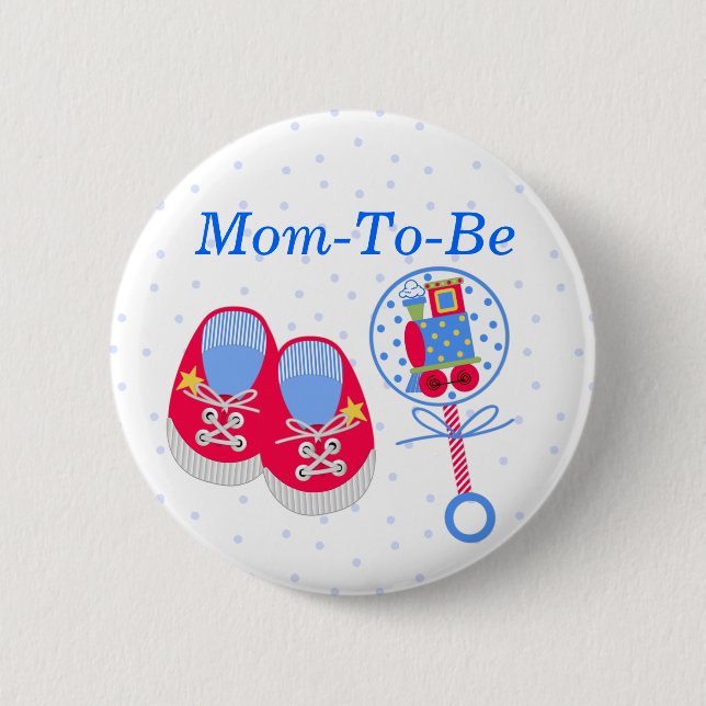 Macaron Rond 5 Cm Bouton de Pin de maman de baby shower (Devant)