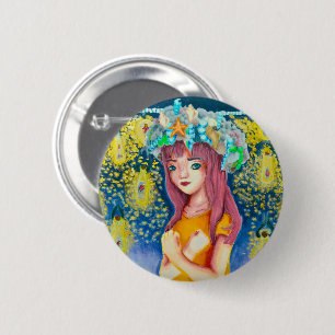 Macaron Rond 5 Cm Bouton de plage luciole mystique