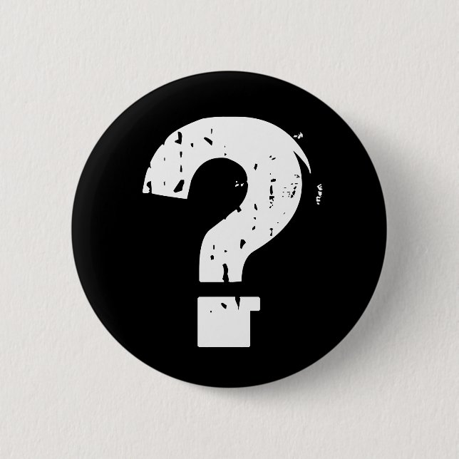 Macaron Rond 5 Cm Bouton de point d'interrogation sur le noir (Devant)