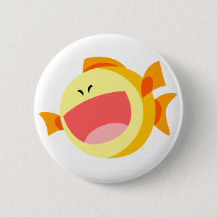 Macaron Rond 5 Cm Bouton de poisson caricaturé joyeux