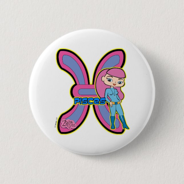 Macaron Rond 5 Cm Bouton de Poissons (Devant)