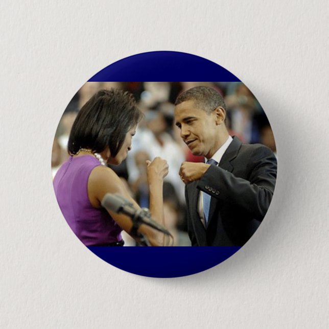 Macaron Rond 5 Cm Bouton de pompe de poing d'Obama (Devant)