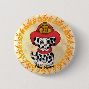 Macaron Rond 5 Cm Bouton de pompier Puppy Dog