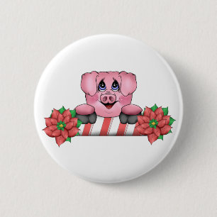 Macaron Rond 5 Cm Bouton de porc de Noël