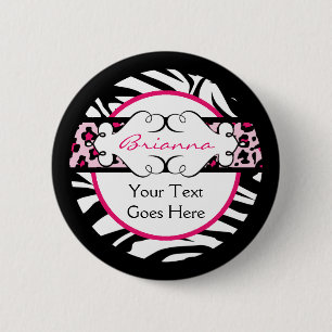 Macaron Rond 5 Cm Bouton de poster de animal de roses indien et de