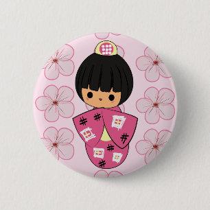 Macaron Rond 5 Cm Bouton de poupée de Kawaii Kokeshi