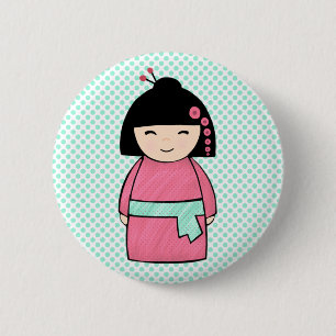 Macaron Rond 5 Cm Bouton de poupée Kokeshi japonais