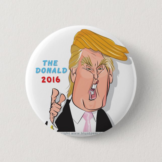 Macaron Rond 5 Cm Bouton de président 2016 caricature de Donald (Devant)