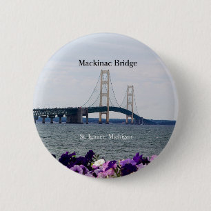 Macaron Rond 5 Cm Bouton de printemps du pont Mackinac St. Ignace