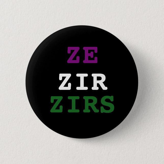 Macaron Rond 5 Cm Bouton de pronom de Ze/zir/zirs (Devant)
