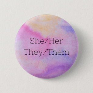 Macaron Rond 5 Cm Bouton de pronom she/her ou they/them