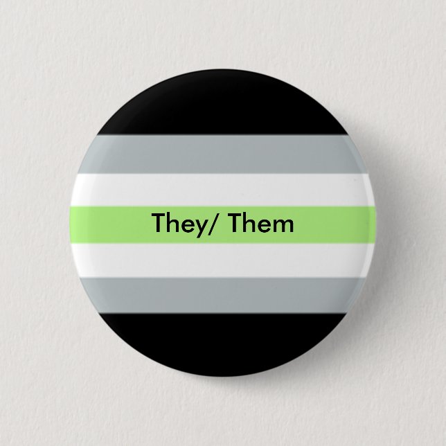 Macaron Rond 5 Cm Bouton de pronoms d'Agender ils ils (Devant)