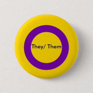Macaron Rond 5 Cm Bouton de pronoms d'Intersex ils ils