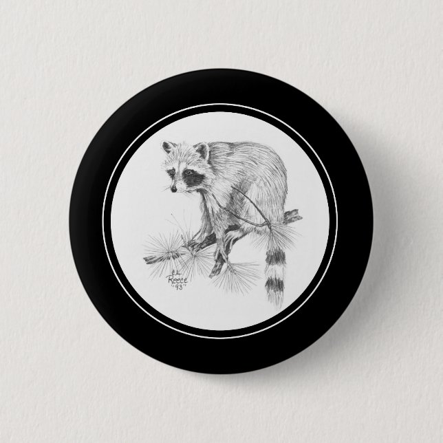 Macaron Rond 5 Cm Bouton de raton laveur au crayon (Devant)