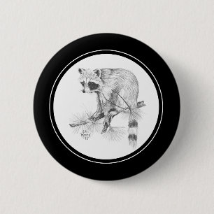 Macaron Rond 5 Cm Bouton de raton laveur au crayon