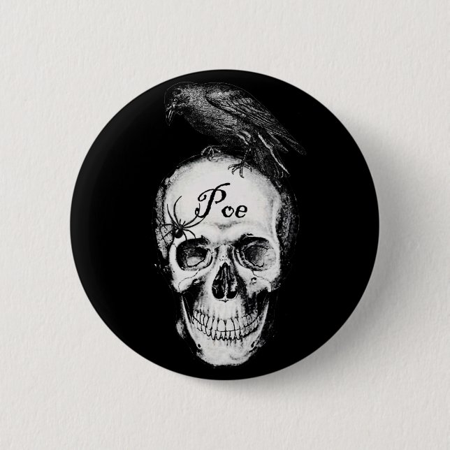 Macaron Rond 5 Cm Bouton de Raven Poe (Devant)