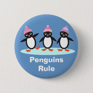 Macaron Rond 5 Cm Bouton de règle de pingouins