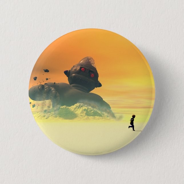 Macaron Rond 5 Cm Bouton de relance de robots abandonnés (Devant)