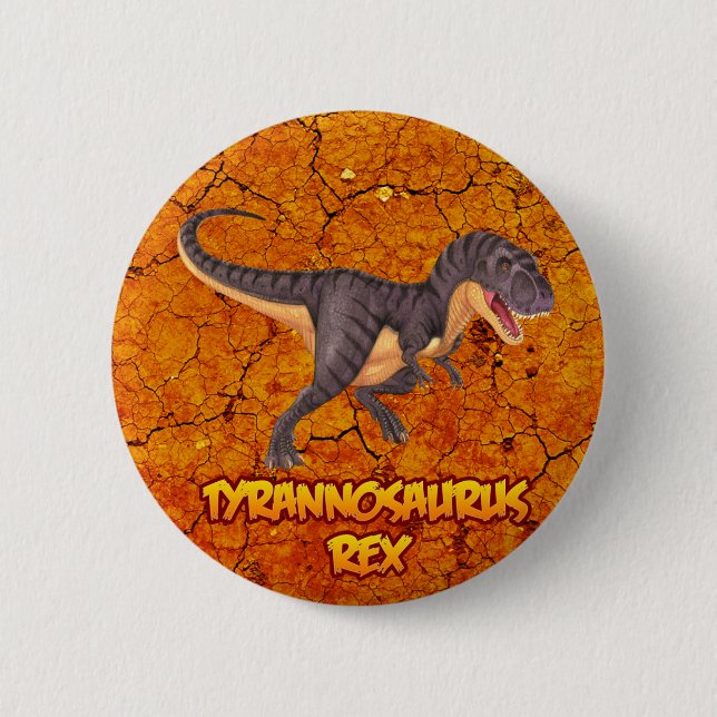 Macaron Rond 5 Cm Bouton de Rex de Tyrannosaurus (Devant)