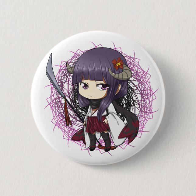 Macaron Rond 5 Cm Bouton de Ririchio Youkai (Devant)