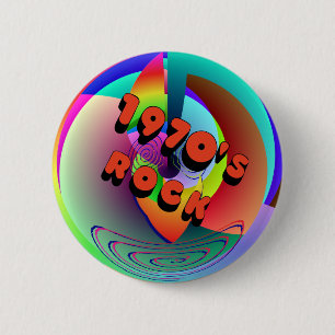 Macaron Rond 5 Cm bouton de roche des années 1970