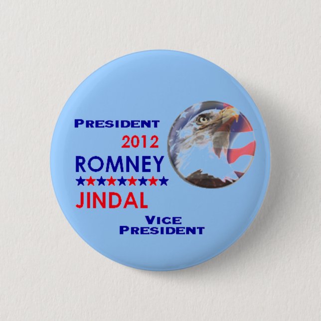 Macaron Rond 5 Cm Bouton de ROMNEY et de JINDAL 2012 (Devant)