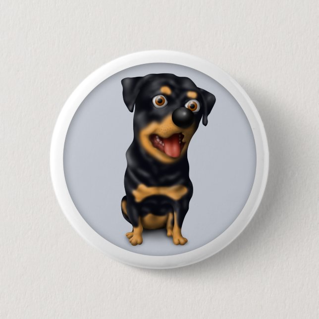 Macaron Rond 5 Cm Bouton de rottweiler (Devant)