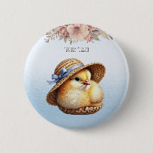 Bouton de ruban bleu petit poulet