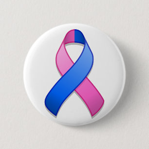 Macaron Rond 5 Cm Bouton de ruban de sensibilisation bleu et rose