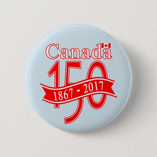 MACARON ROND 5 CM BOUTON DE RUBAN DU CANADA 150 (Devant)