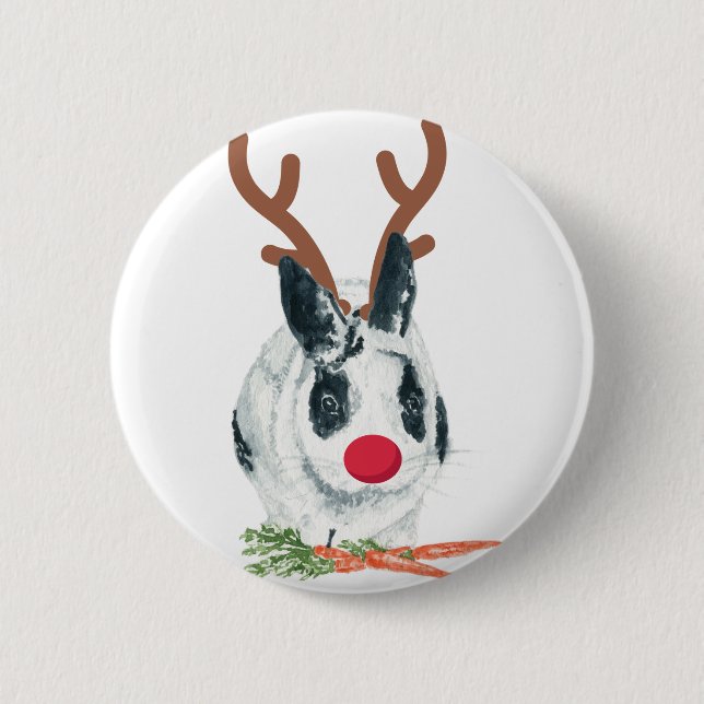 Macaron Rond 5 Cm Bouton de Rudolph de Noël de Marlon Bundo (Devant)
