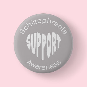Macaron Rond 5 Cm Bouton de sensibilisation à la schizophrénie gris