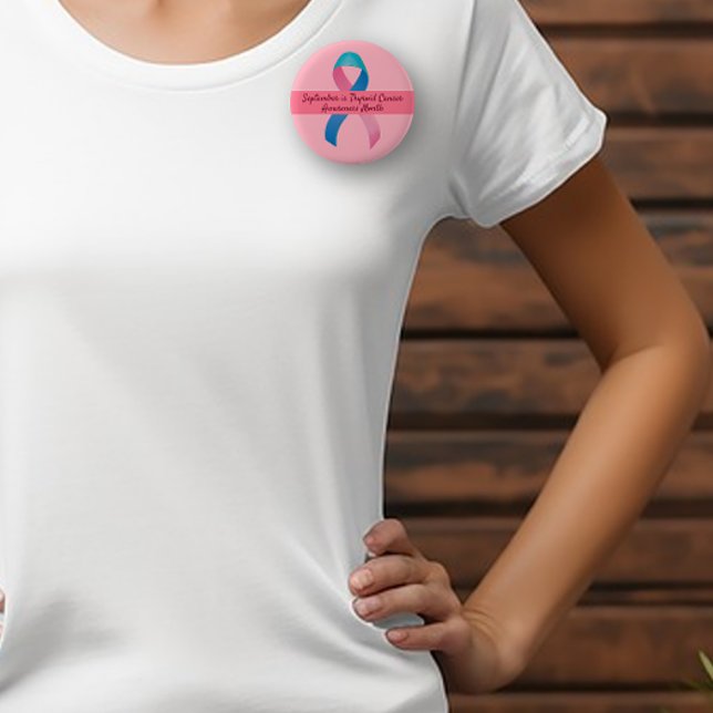 Macaron Rond 5 Cm Bouton de sensibilisation au cancer du thyroïde bl (Créateur téléchargé)
